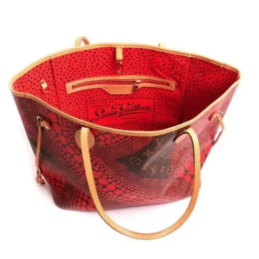 Yayoi Kusama x Louis Vuitton Red Waves Monogram Neverfull MM Tote with COA - Picture 14 of 16